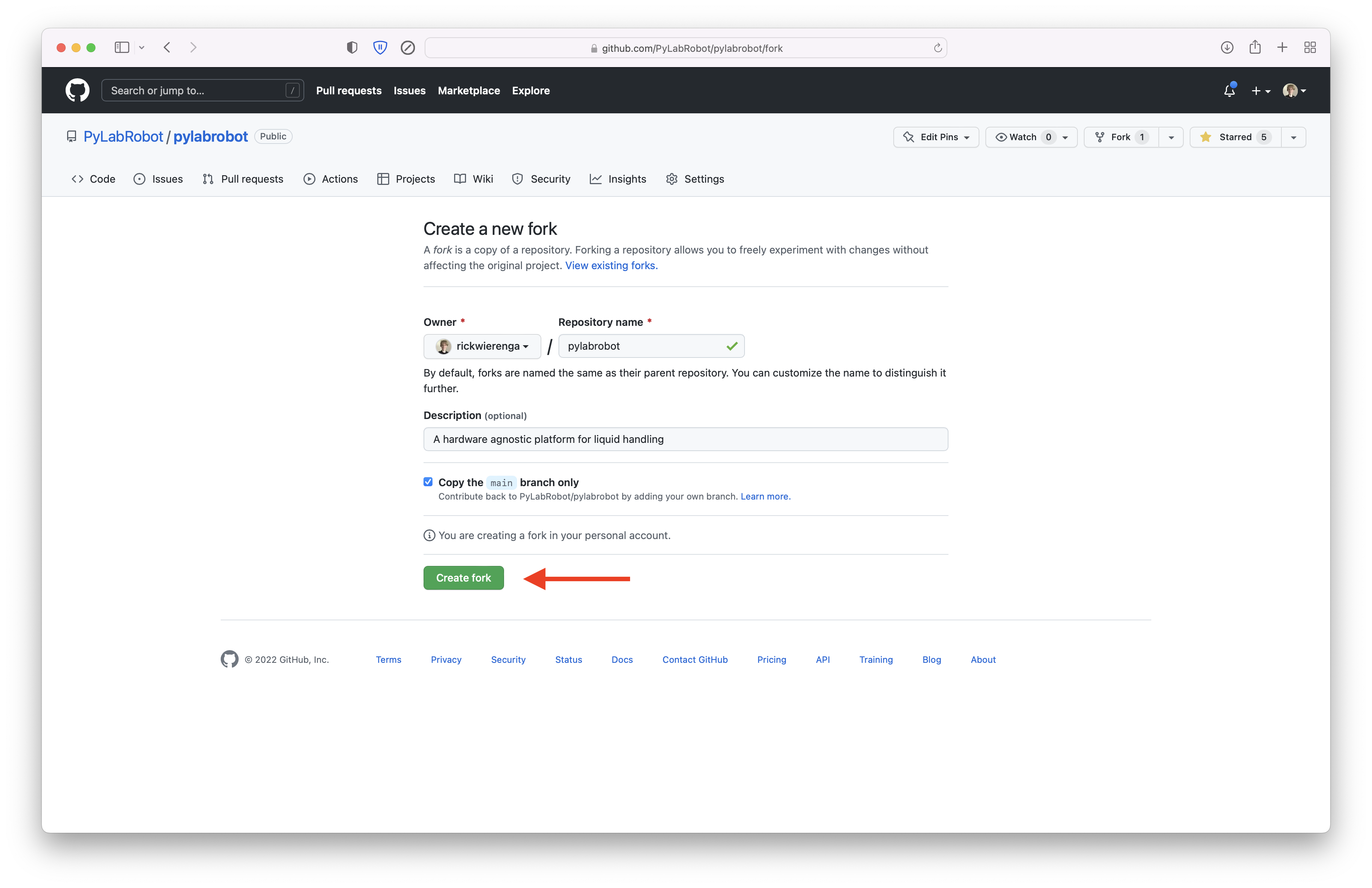 Forking a project