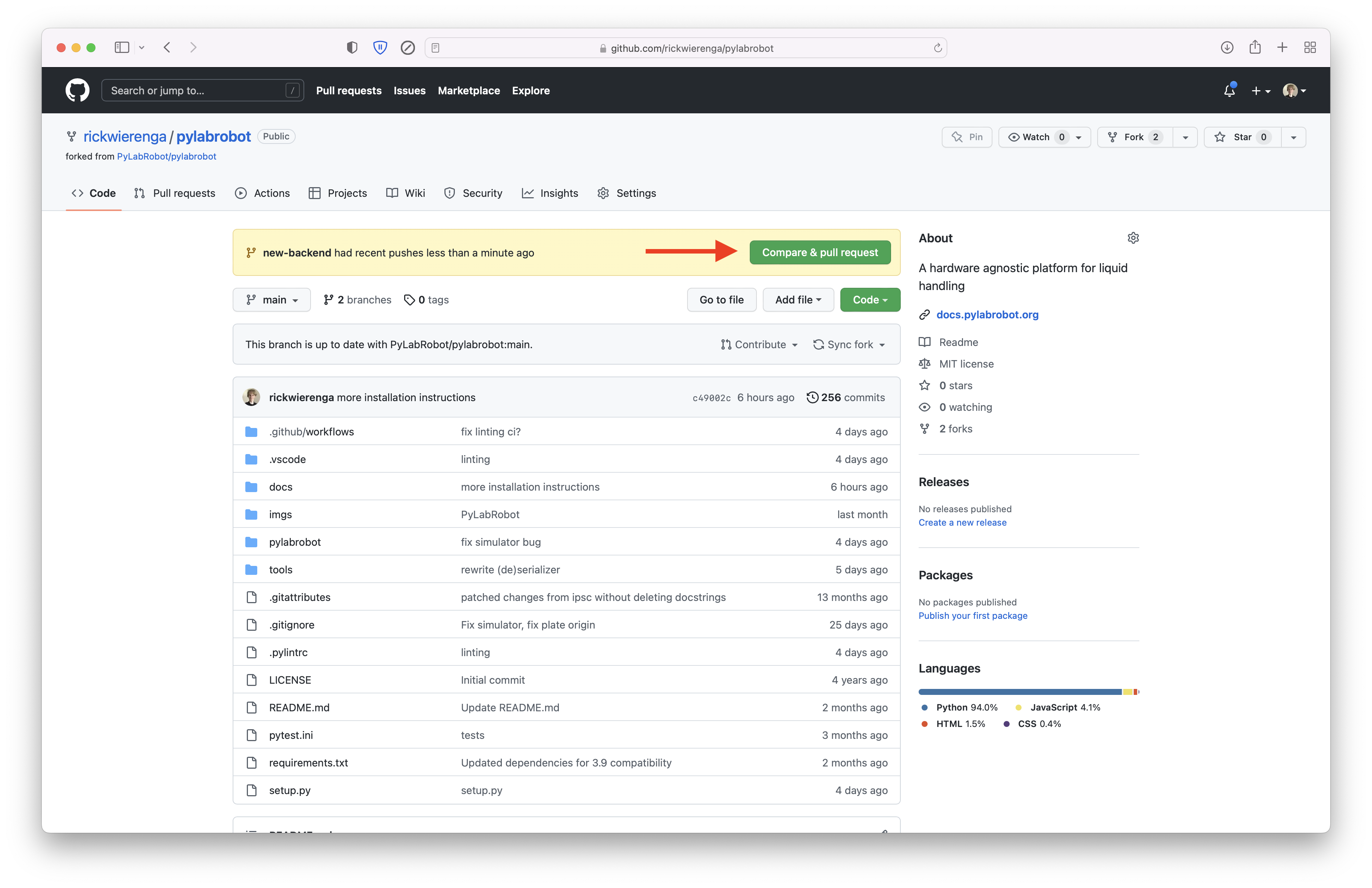 Creating a pull request