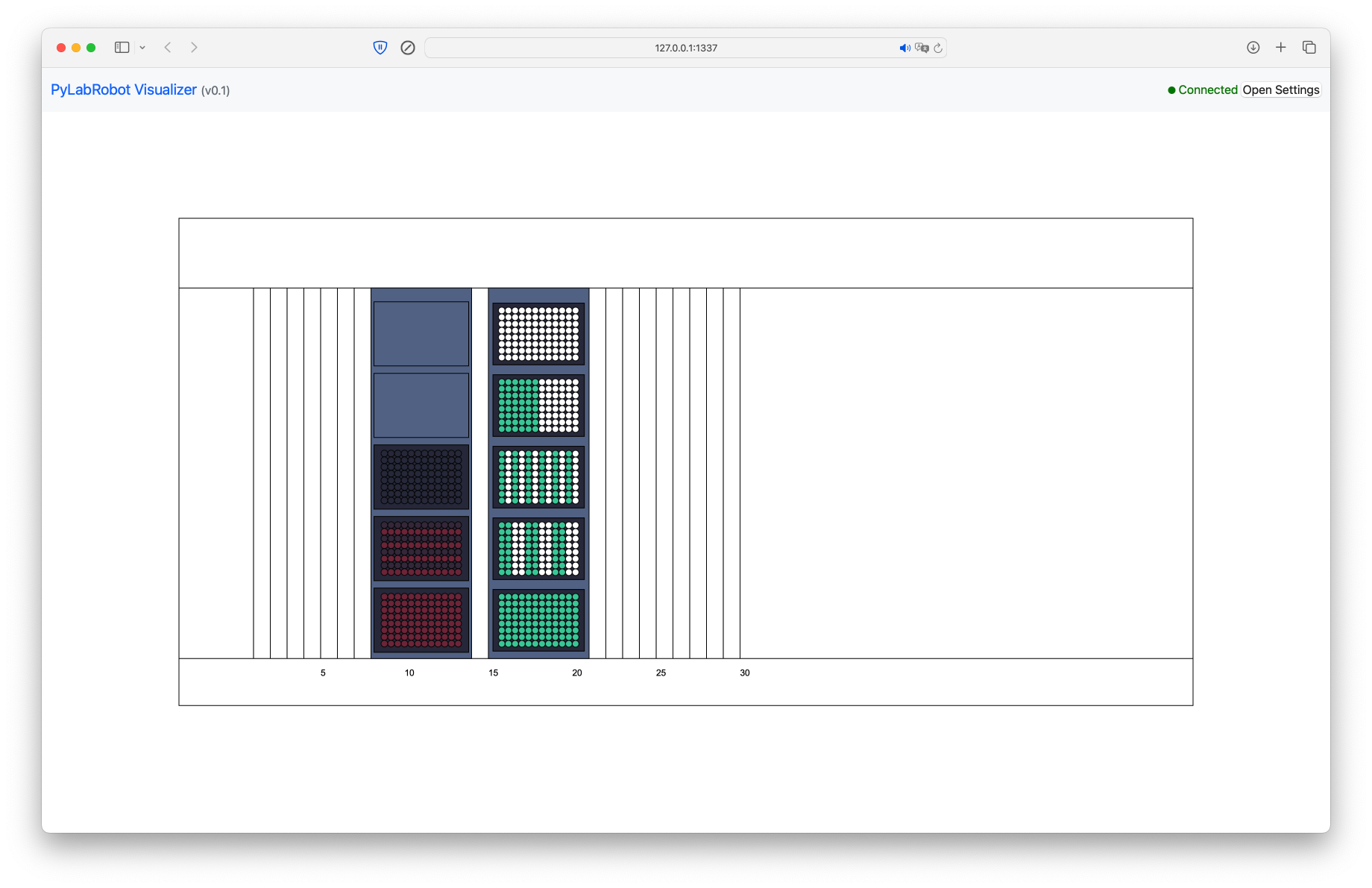 Simulator after the tips have been placed and the volumes adjusted